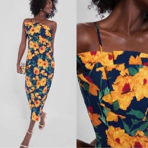 Tuckernuck Hyacinth House Navy & Marigold Floral Ruffle Margot Dress